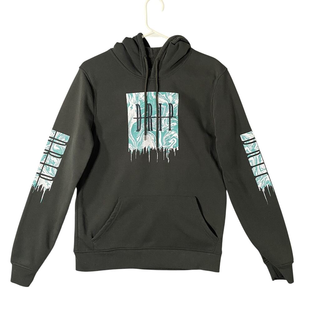 Brooklyn Cloth Drip Pullover Hoodie Sweatshirt Black Blue Men’s Size Small